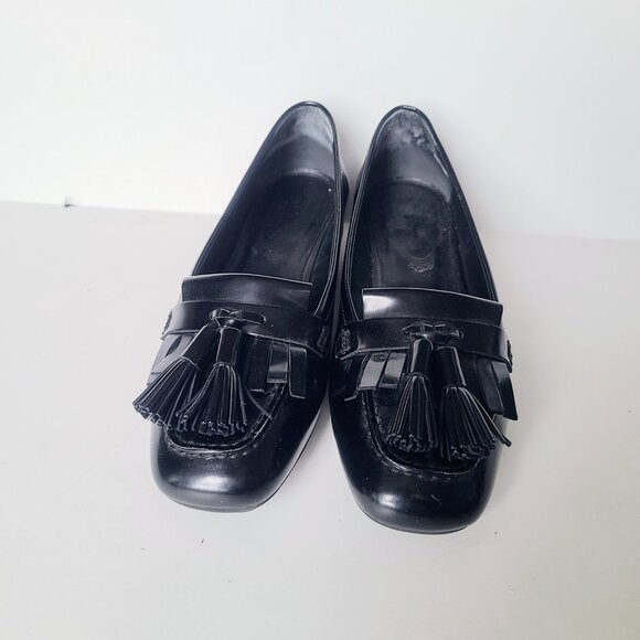 Tod's Black Leather Tassel Loafers Women's EU 36.5 - Picture 3 of 10